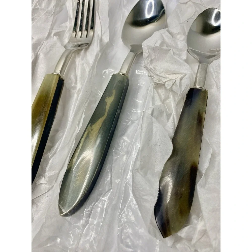 Pottery Barn Horn Flatware 2008-2009 Genuine Horn 5 Piece Place Setting Read #3